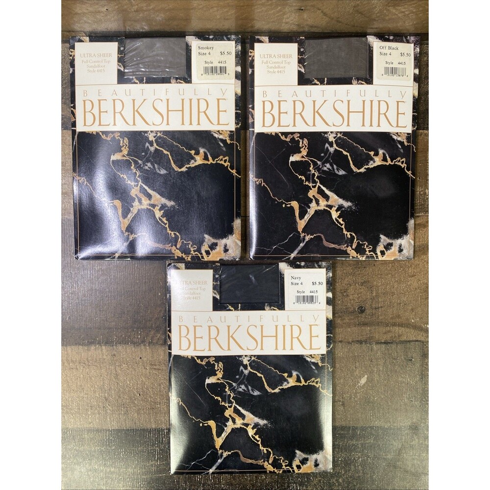 Mixed Lot of 3 Vtg BERKSHIRE Beautifully Ultra Sheer Control Top Pantyhose Sz 4